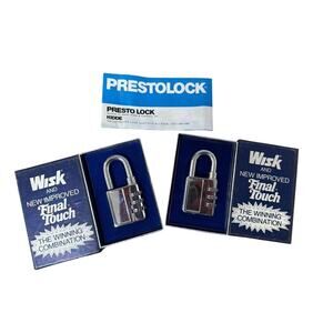 NIB Prestolock Wisk Final Touch Silver Combination Lock Vintage Sportsman 2430PC